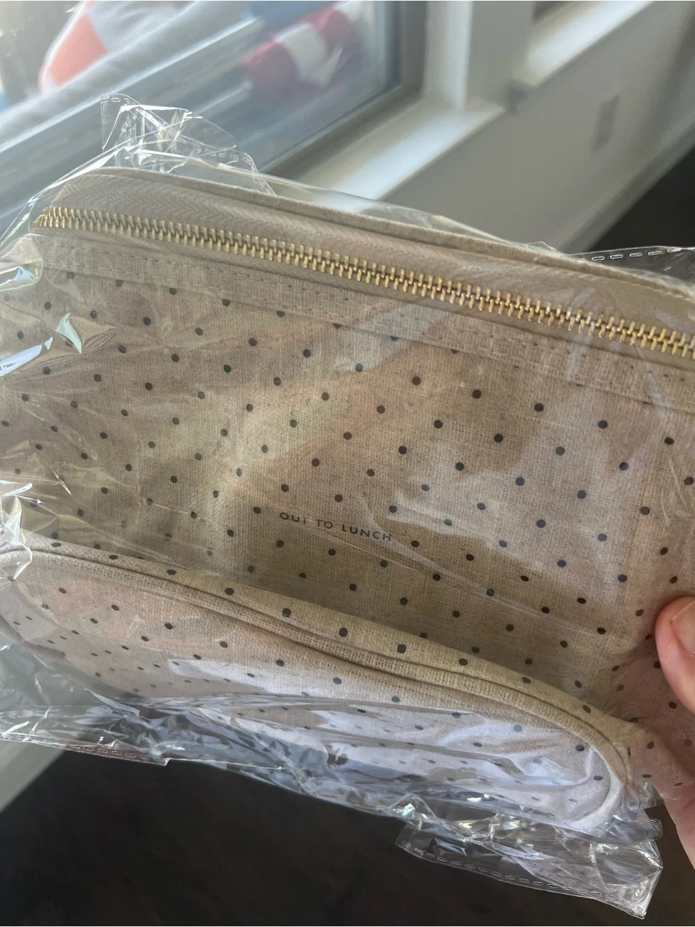KATE SPADE Cream Polka Dot Cosmetic Case - Compact Travel Organizer